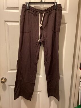 Angel Kiss Dark Brown Straight-Leg Drawstring Pants